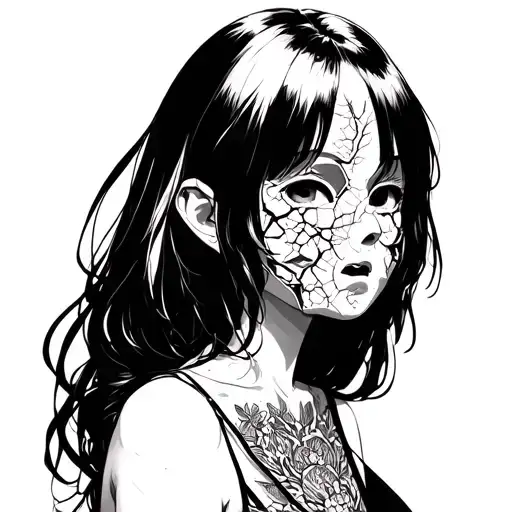 Anime Girlnwith A Broken Porcelain Mask