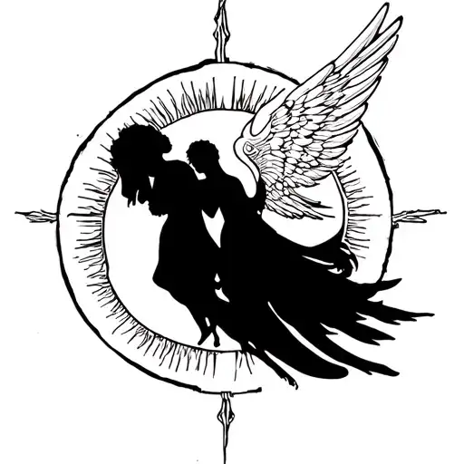 Angel With Sun Behind And Two Date In Roman Figures