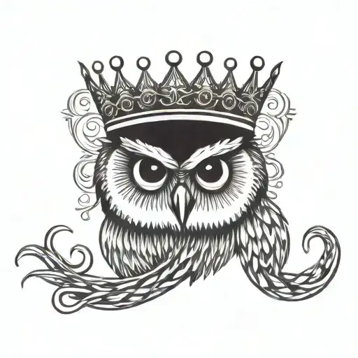 Owl Holding Crown And Snake