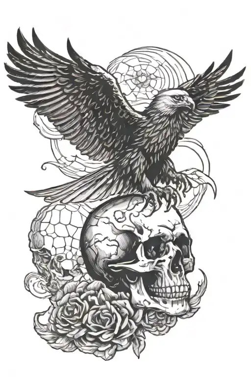 Skull Watching A Flying Eagle