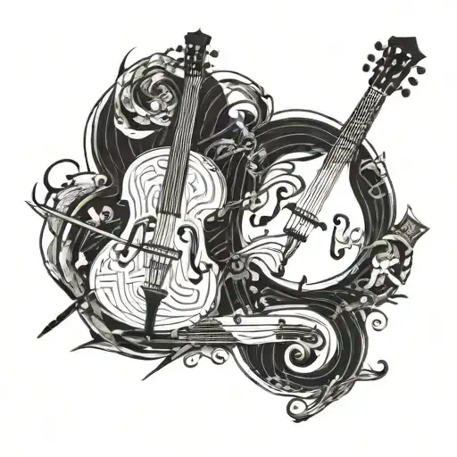 Guitar And Double Bass Unified Dashed Background