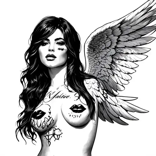 Khloe Angel Written On Chest With Kiss Marks