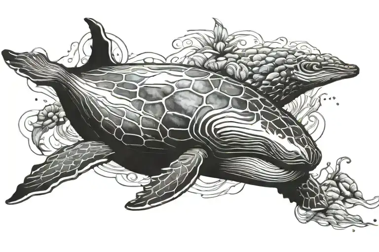 Humpback Whale With A Turtle