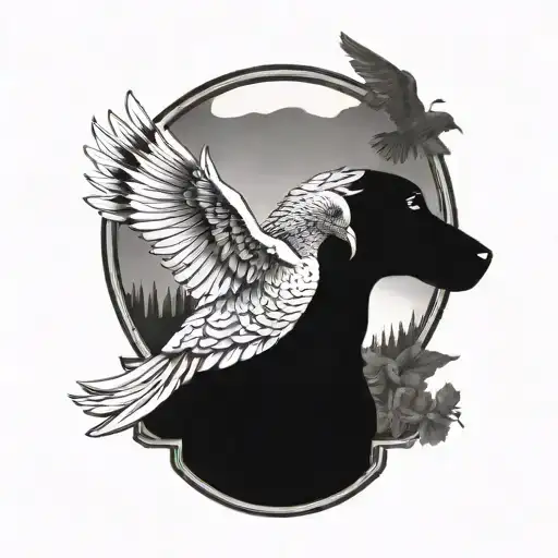 Draft Horse Shoe And Morning Dove Perched With Black Lab And Truck