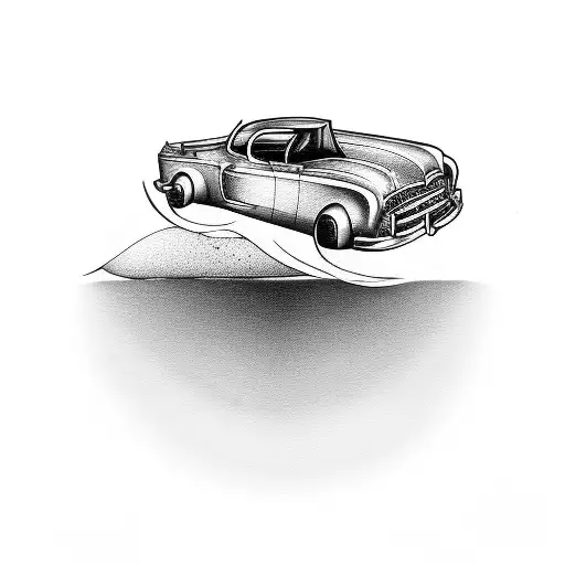 Piano Keys With Car Driving Across