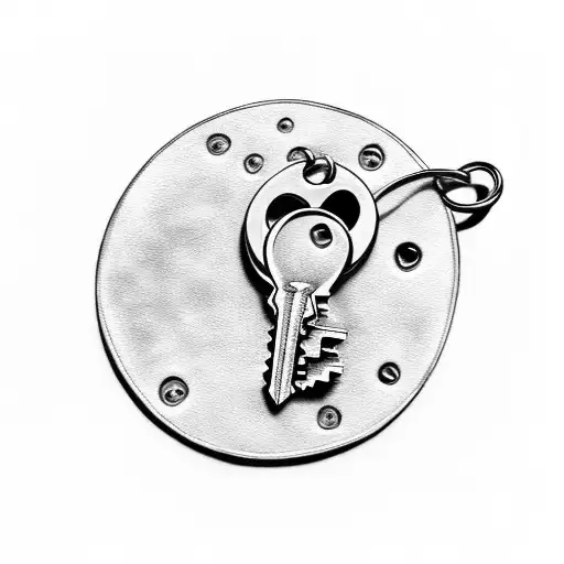 The Keys Hanging On A Key Ring In Black And White