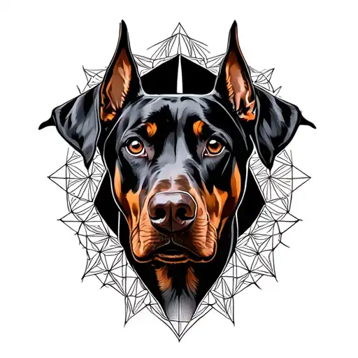 Doberman Dog And Geometry Patterns