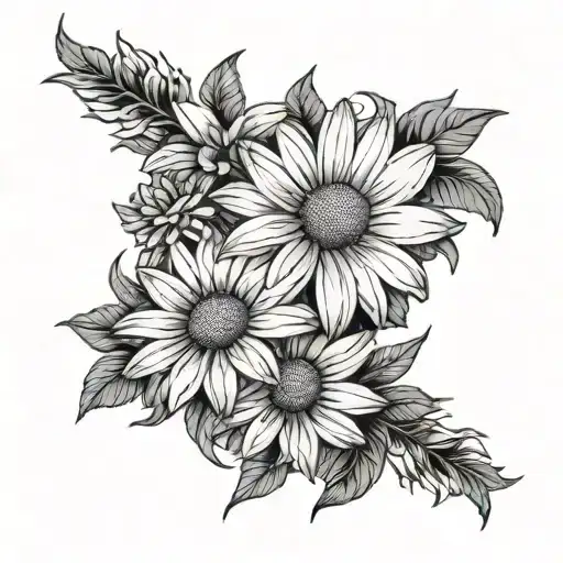 Large Daisy Flowers On Thigh