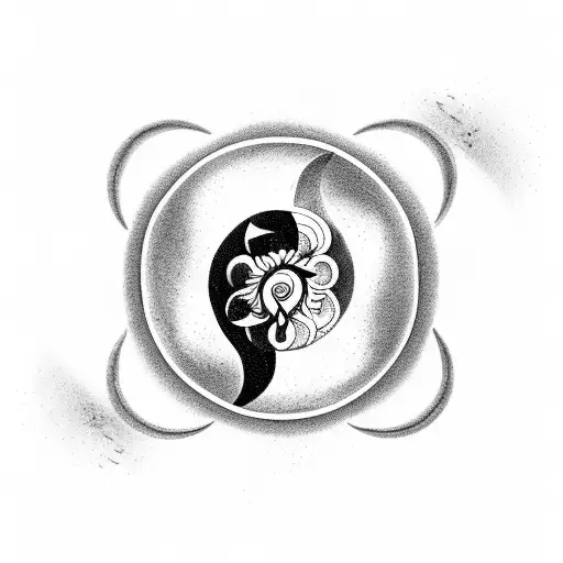 Ying-yang Chakra Symbol Infused With Motorcycle Elements