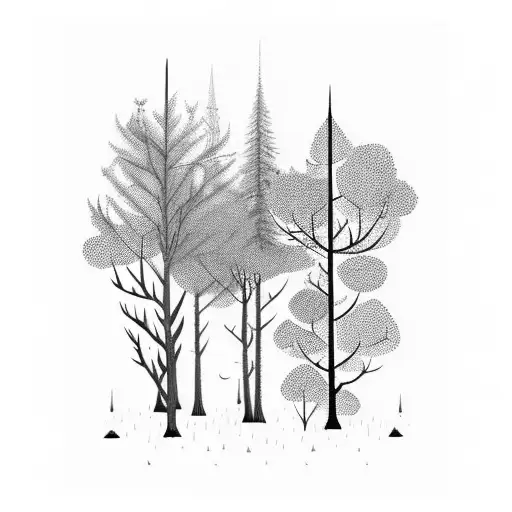 A Forest Landscape With Spears Growing Like Trees