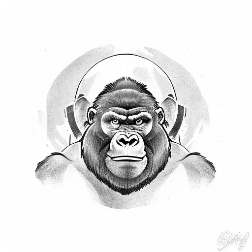 A Powerful Gorilla Lifting Weights In A Gym