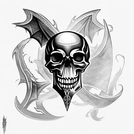 Templar Shield With An Skull In The Center With Dragons