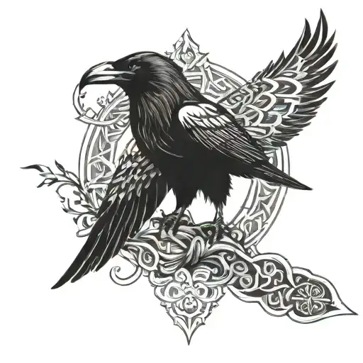 Raven And Stoic Symbol Intertwined