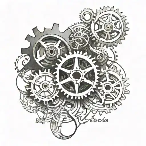 Mechanical Gears Intertwined With Elegant Script Of The Word 'Invictus'