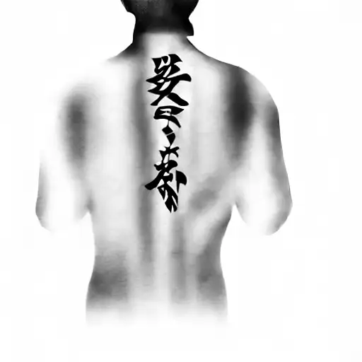 A Man With Chinese Writing On His Back