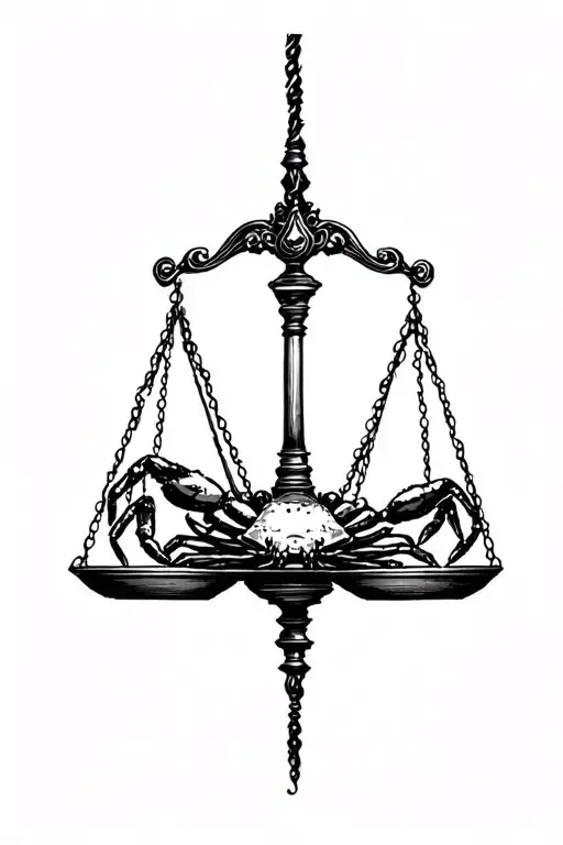Libra Scale With Cancer Crabs Crawling Up Its