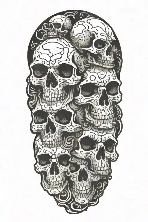 Blackout With White Skulls