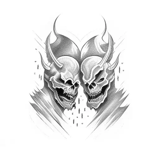 Two Battling Demons Of Good And Evil