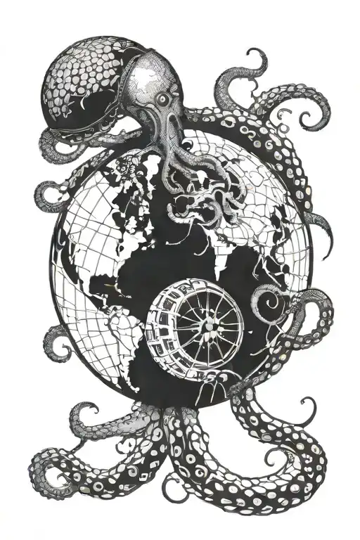 Octopus Tentacles Wrapping The Earth Globe