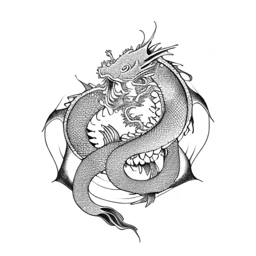 Koi With Dragon For Forearm