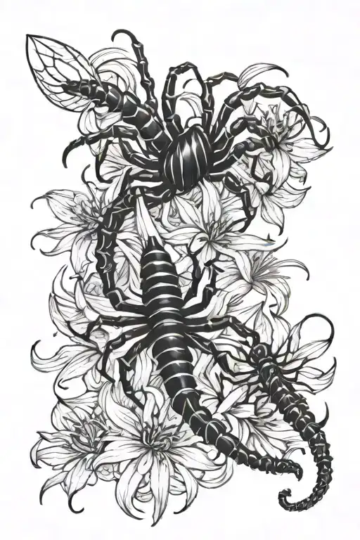 Centipede And Spider Lily Intertwined
