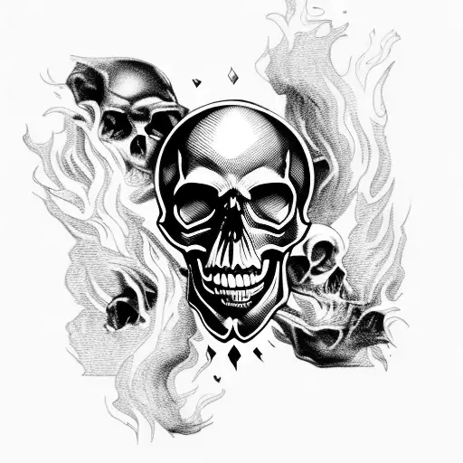 Black Skull With Fire In The Eyes