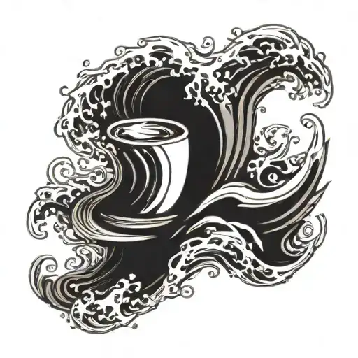 A Coffee Cup Morphing Into A Crashing Wave