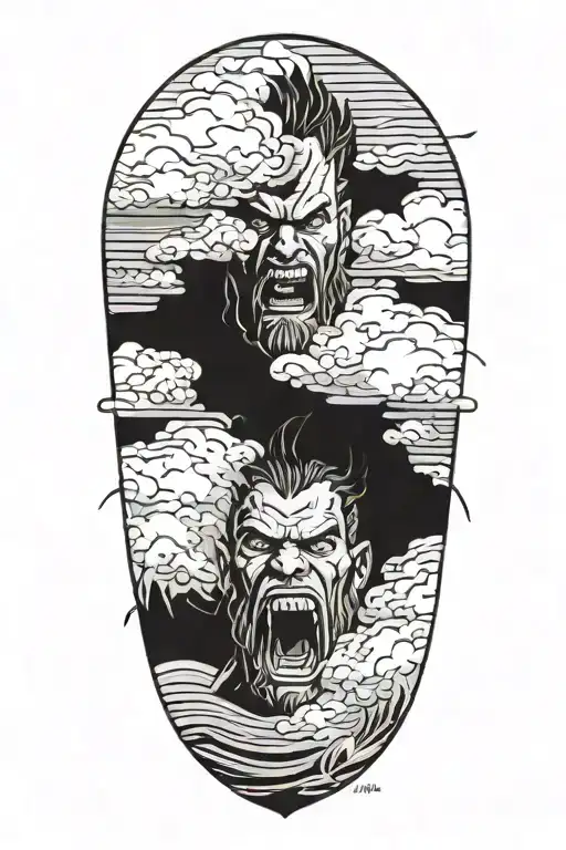 Zues Looking Angry Surrounded By Storm Clouds Floating