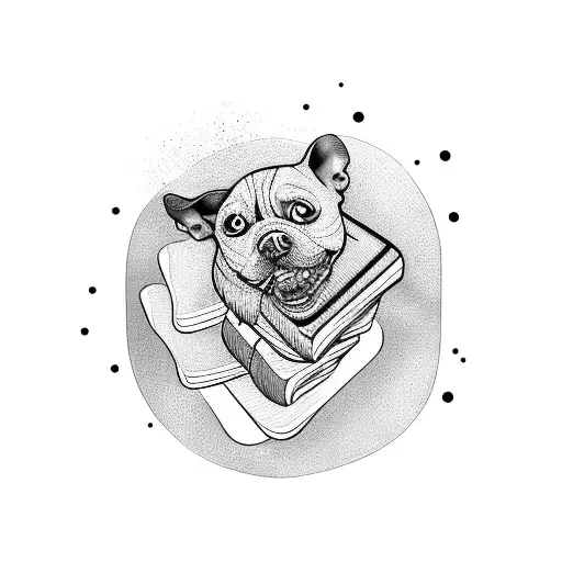 Stack Of Books With Dog