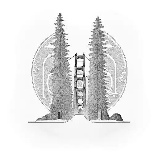 Golden Gate Bridge With Tree