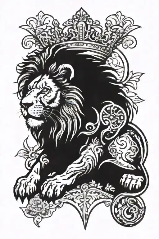 Cross And A Lion Wearing A Crown