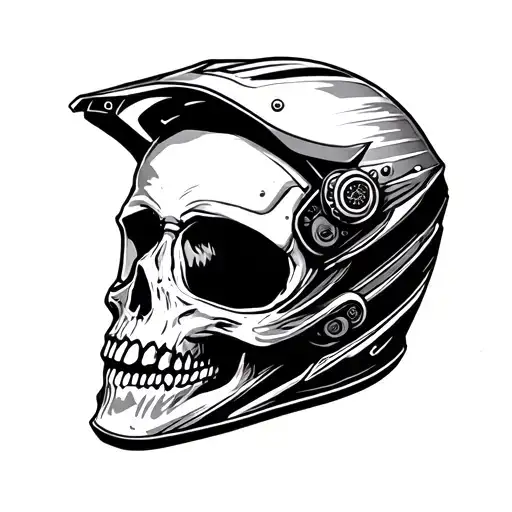 Skull In A Dirt Bike Helmet