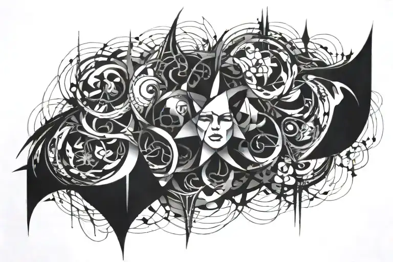 Abstract Blackwork Tattoo Representing Torment And Trauma
