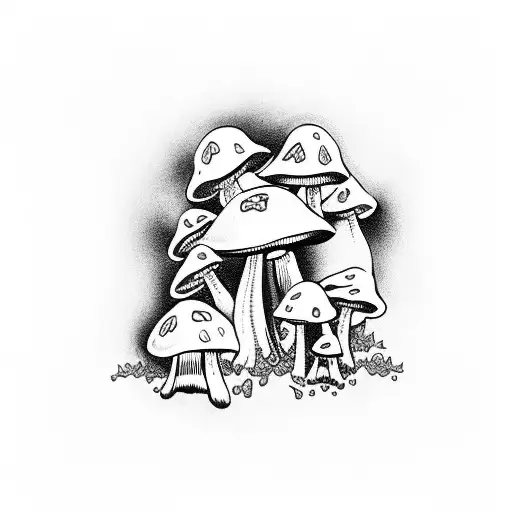 Mushrooms And A Frog