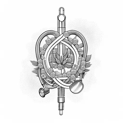 A Veterinarian's Stethoscope Intertwined With Floral Elements