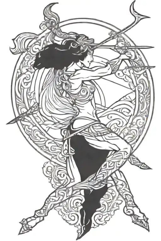 Female Centaur Shooting Bow And Arrow