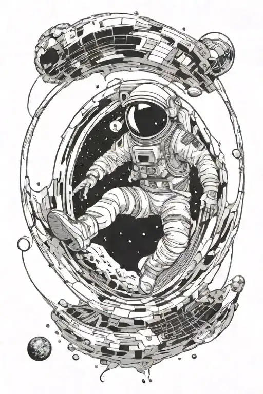 Space With Astronaut Going Through A Portal Opening