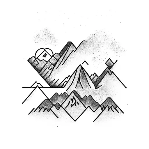 A Detailed Mountain Range With A Hidden Surgical Symbol Incorporated