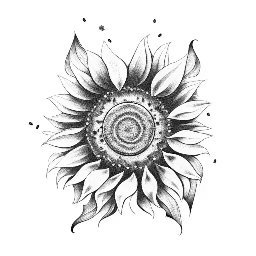 Sunflower With Coffee Beans