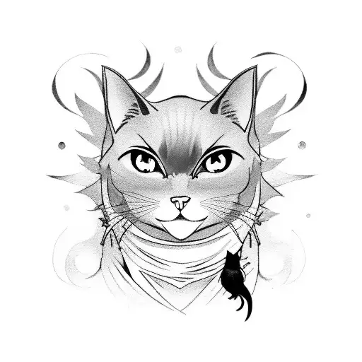 A Scene Inspired By An Anime Series Featuring A Black Cat And A Mysterious Crow