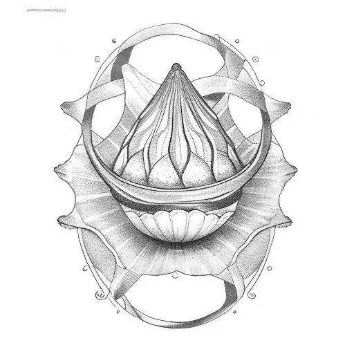 A Minimalist Design Featuring The Word 'Amour' Inside A Coquille Saint-jacques Shell
