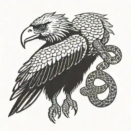 Condor Flying While Eating A Snake