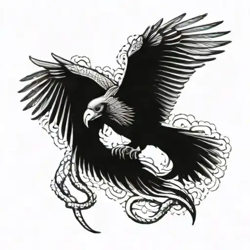 Condor Flying With Snake In Its Mouth