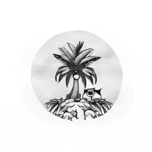 Palm Tree And Owl