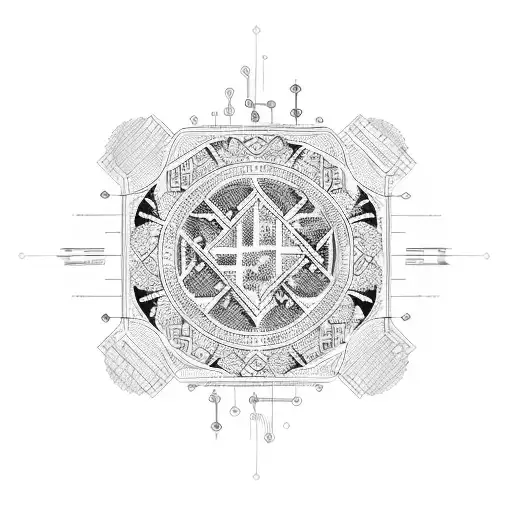 A Circuit Board With Intricate Patterns And Symbols Representing Different Programming Languages