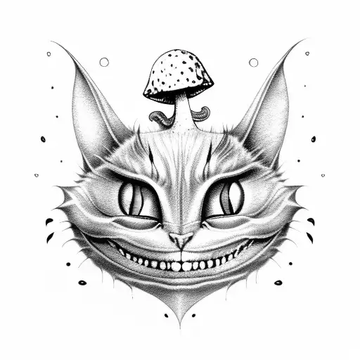 Cheshire Cat With A Trippy Mushroom