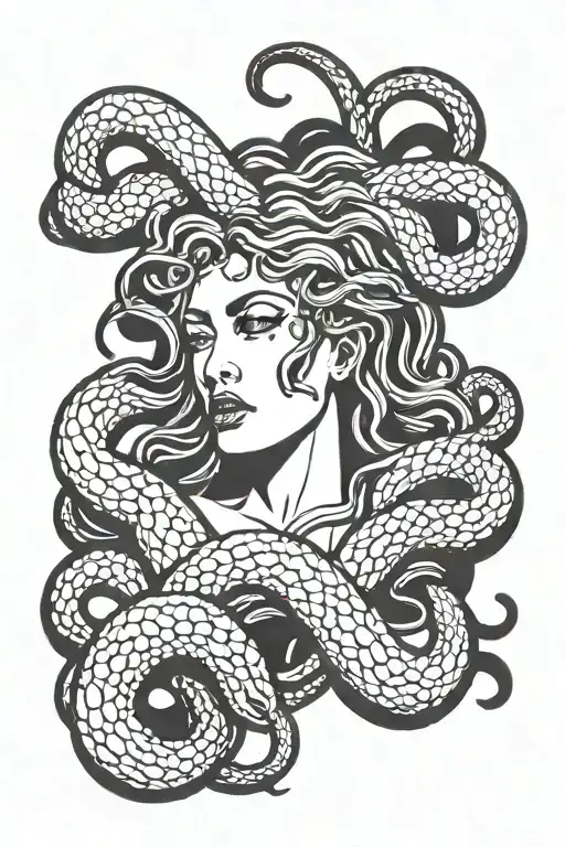 Scary Medusa Crying With Snakes For Hair