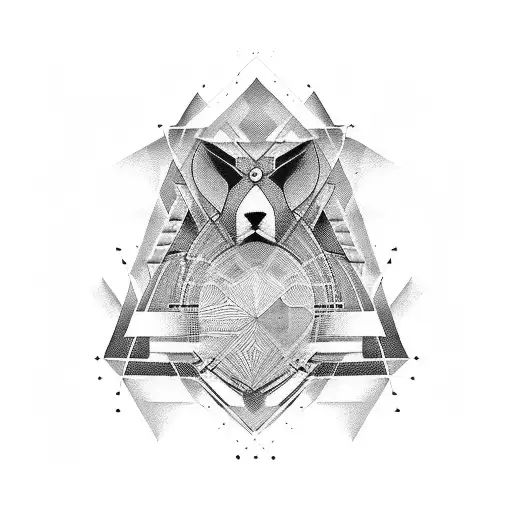 Geometeical And Blackpatch Cover Up Design For Chest Portrait