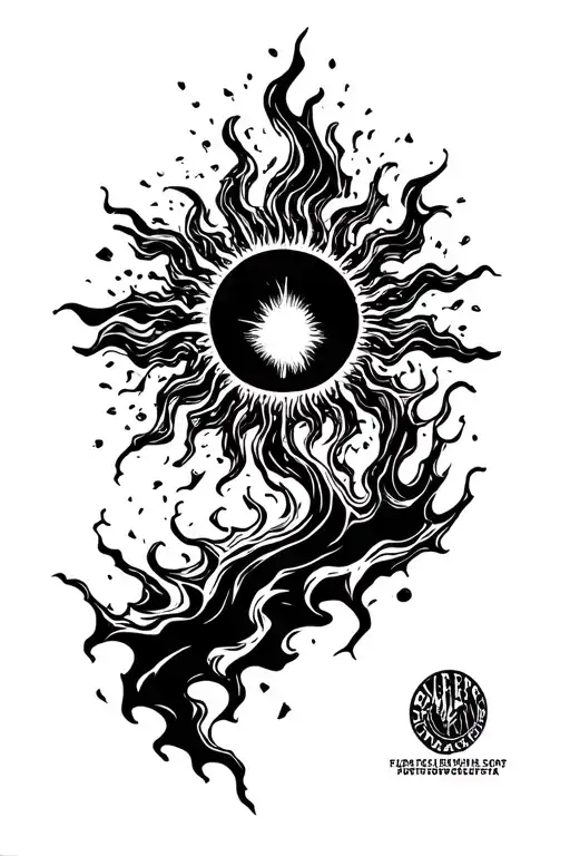 A Burning Sun Shattering Into Pieces