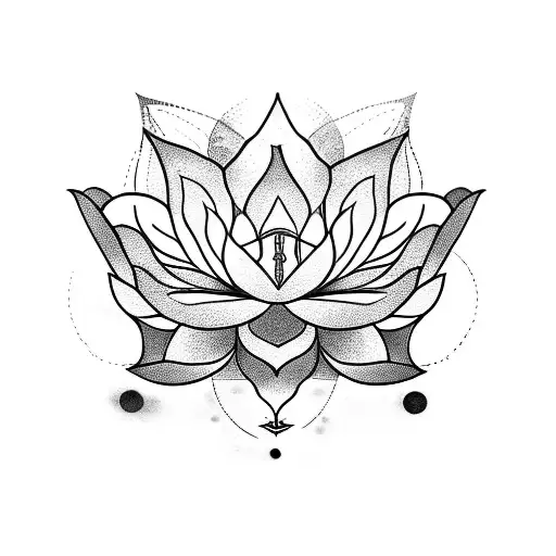 Lotus Flower With Latin Words Symbolizing Inner Peace And Financial Abundance